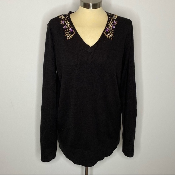 Jaclyn Smith Collection Embellished Rhinestone Sweater - Picture 1 of 10